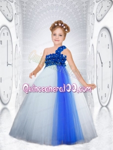 One Shoulder Tulle Floor-length Little Girl Dress in Appliques