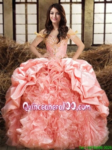 New Style Ruffled and Beaded Bubble Quinceanera Dress in Organza and Taffeta