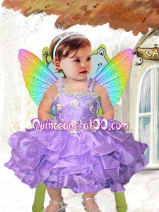 2014 Elegant Straps Beading and Ruffles Little Girl Dress in Lavender