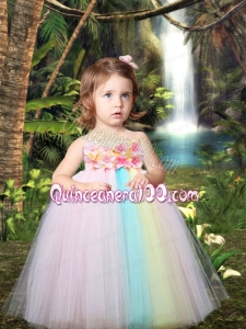 Colorful Princess Floor-length Little Girl Dresses with Strapless