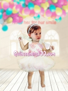 Cute A-Line Scoop Little Girl Dresses With Appliques Bowknot in White