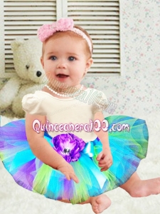 Lovely Short Sleeves Ball Gown Scoop Little Girl Dresses in Multi-color
