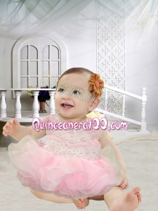 Pretty A-Line Scoop Appliques Bowknot Little Girl Dress in Pink for 2014