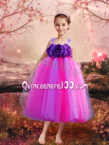 Pretty A-Line Tulle Straps Multi-colored Little Girl Dress for 2014