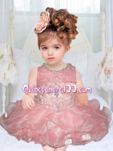 2014 Pretty Light Pink Scoop Mini-length Little Girl Dresses