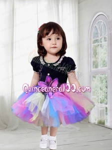 A-Line Multi-color 2014 Tulle Little Girl Dress with Tea-length