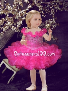 Elegant Hot Pink Off the Shoulder Knee-length Little Girl Dresses