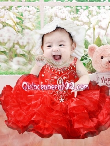 Red Popular Ball Gown Straps Mini-length Little Girl Dresses