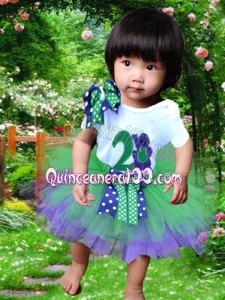 Simple Scoop Bowknot Knee-length 2014 Little Girl Dress in Green