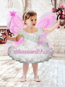 2014 Lovely White Square Organza Mini-length Little Girl Dress