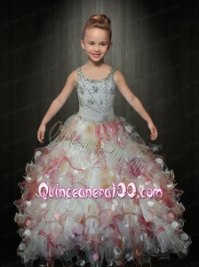 Cute Ball Gown Straps Multi-color Little Gril Pageant Dress with Beading