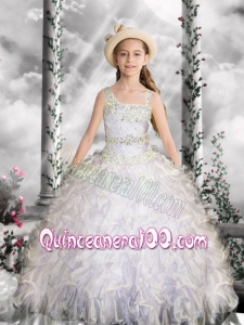 Lilac Little Gril Pageant Dress with Beading Appliques Asymmetrical