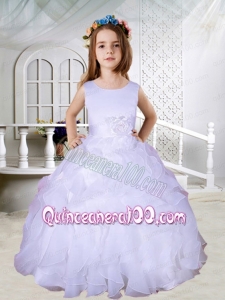 Ball Gown Scoop Hand Made Flowers Flower Girl Dresses in Lavender