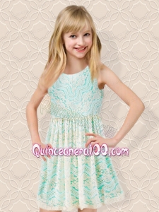 Beautiful Scoop Mini-length Short Flower Girl Dress with Appliques