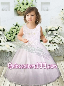 Romantic A-Line Scoop Hand Made Flowers Flower Girl Dress in Champagne for 2014