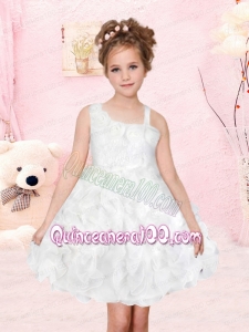 wwwRomantic A-Line Asymmetrical Flower Girl Dress with Ruffles Bowknot in White for 2014