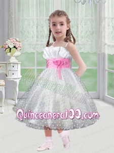 Beautiful A-Line Tea-length Flower Girl Dress with Bowknot for 2014