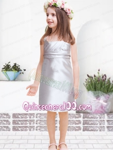 Beautiful Empire Straps Mini-length Ruching Flower Girl Dress in Silver
