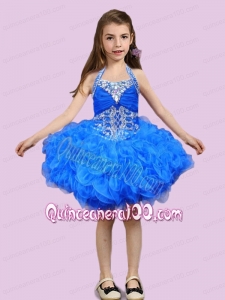 2014 Fashionable Ball Gown Halter Little Girl Dress with Beading