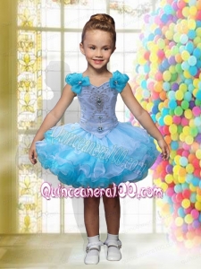 2014 Nice Ball Gown Mini-length Little Girl Dress with Beading