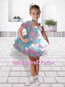 Cute Colorful Asymmetrical Mini-length Little Girl Dress For 2014