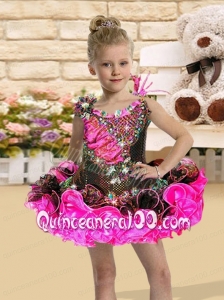 Ball Gown Scoop Mini-length Paillette Multi-color Little Girl Dress