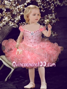 2014 Popular Ball Gown Mini-length Watermelon Little Girl Dress