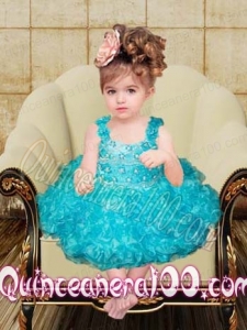 Beautiful Ball Gown Straps Knee-length Little Girl Dress with Beading