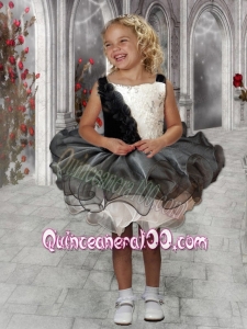 Modest Ball Gown Square Mini-length Black and White Little Girl Dress
