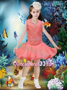 Cute A-Line Square Mini-length Beading Watermelon Little Girl Dress