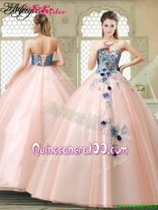 Perfect Strapless Sweet 16 Gowns with Appliques and Embroidery