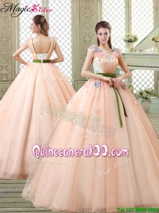 Summer New Style Straps Quinceanera Dresses with Appliques and Belt