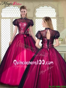 Fall Beautiful High Neck Quinceanera Dresses with Short Sleeves