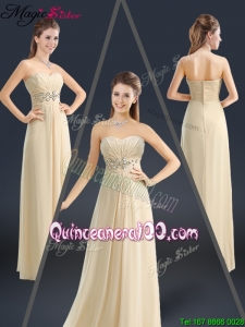 Latest Sweetheart Beading Dama Dresses in Champagne
