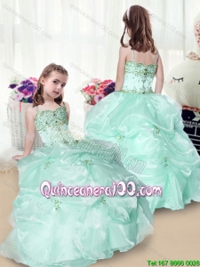 Elegant Beading and Appliques Little Girl Pageant Dresses in Apple Green