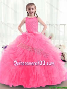 Latest Bateau Mini Pageant Dresses with Ruffles and Beading