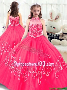 Lovely High Neck Pageant Dresses in Hot Pink