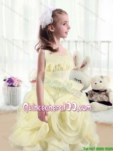 2016 Lovely A Line Scoop Flower Girl Dresses with Rolling Flowers
