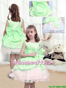 Beautiful A Line Scoop Mini Length Bowknot Flower Girl Dresses in Multi Color