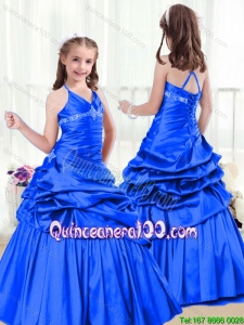 Perfect A Line Halter Top Flower Girl Dress with Beading