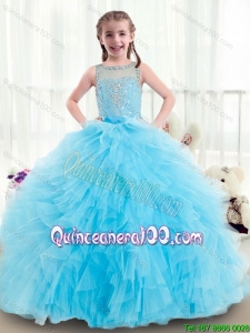 Beautiful Ruffles and Beading Little Girl Pageant Dresses with Bateau