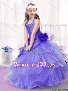 Popular Beading and Ruffles Little Girl Pageant Dresses in Lavender