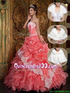 2016 Exquisite Appliques and Ruffles Quinceanera Gowns in Waltermelon