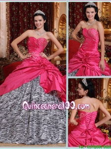 Elegant Ball Gown Hot Pink Quinceanera Gowns with Beading for 2016