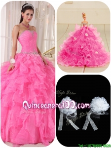 Exquisite Ball Gown Hot Pink Sweet 16 Gowns with Beading for 2016