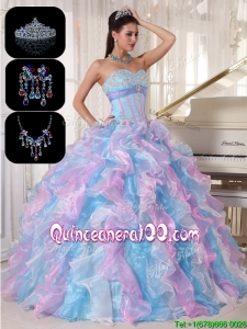 Most Popular Ruffles and Appliques Quinceanera Gowns in Multi Color