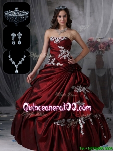Most Popular Strapless Quinceanera Dresses in Burgundy
