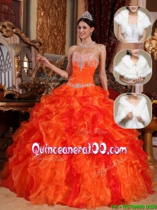 Popular 2016 Sweetheart Beading Sweet 15 Dresses in Orange