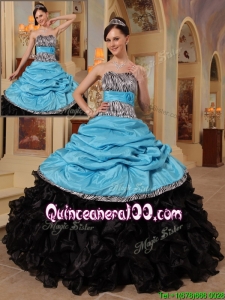 New Arrival Blue and Black Ball Gown Strapless Quinceanera Dresses