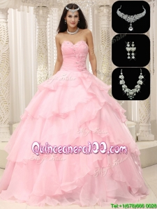 2016 Pretty Beading and Ruffles Sweet 16 Dresses in Baby Pink